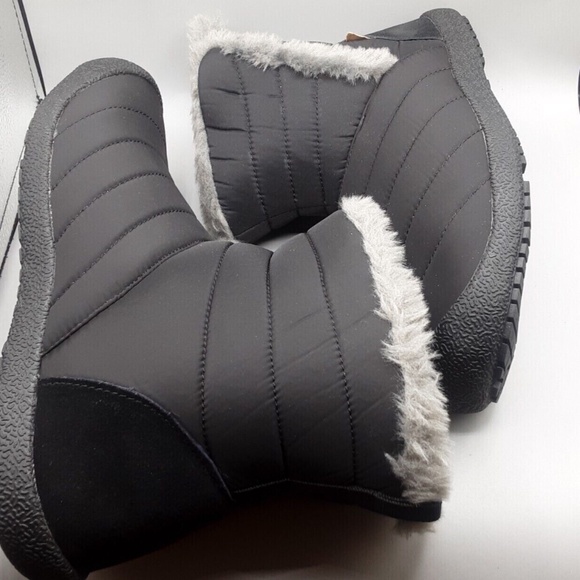New Lamo Water Resistant Memory Foam Puffer Boots Faux Fur Alina Black Pull On - Picture 5 of 8